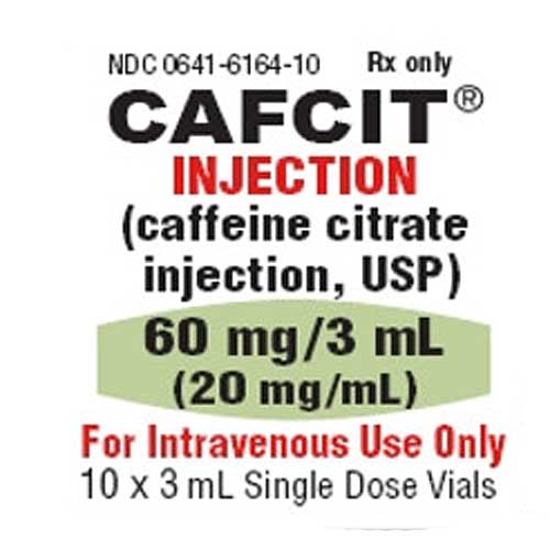 Cafcit Caffeine Citrate for Injection 60 mg/ 3mL (20 mg/mL) Single-Dose Vial 3 mL x 10/Box (rx)