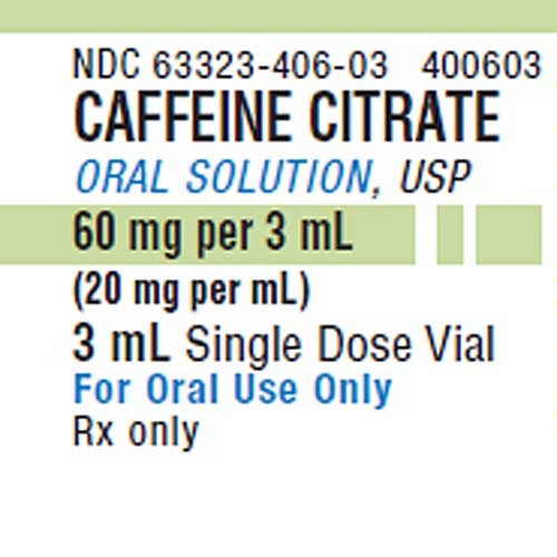 Caffeine Citrate Oral Solution USP 60 mg Per 3 mL Single Dose Vials x 5/Box (RX)