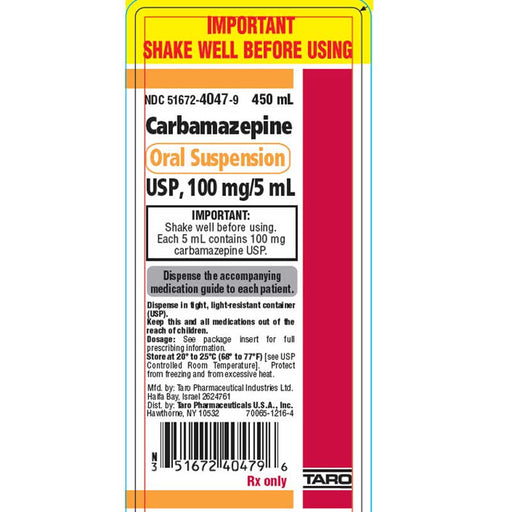 Package Label for Carbamazepine Oral Suspension USP