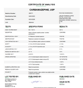 Carbamazepine USP Certificate of Analysis