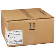 Brown cardboard shipping box containing multiple 1000 mL antimicrobial lotion soap refill bags, with product label and handling arrows