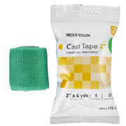 Fiberglass cast tape in green color, 2-inch width, water-activated resin, 4 yards length, for medical casting applications, SKU: 115-2X