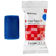 Blue fiberglass cast tape, 3-inch width, water-activated resin, suitable for support and immobilization, SKU: 115-3A