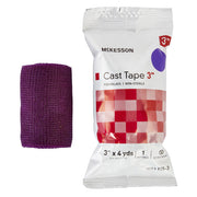 Fiberglass cast tape roll in purple color, 3 inches wide, used for immobilizing broken bones, with water-activated resin, SKU: 115-3A