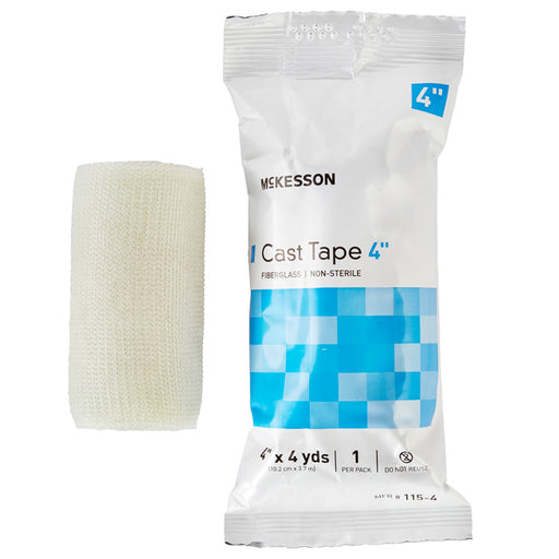 Cast Tape 4 inch x 12 Foot, Fiberglass, Water-Activated Resin (Box of 10) White Black Blue