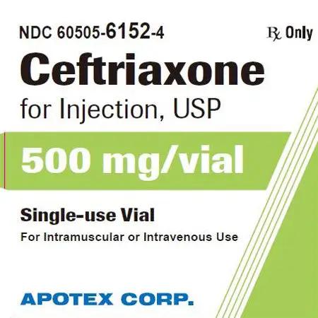 Ceftriaxone Injection 500 mg Vial by Apotex 60505-6152-04
