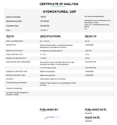 Certificate of Analysis for Hydroxyurea USP For Compounding (API)