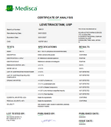 Certificate of Analysis for Levetiracetam USP For Compounding (API)