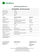 Certificate of Analysis for Niacinamide USP (Nicotinamide) For Compounding (API)