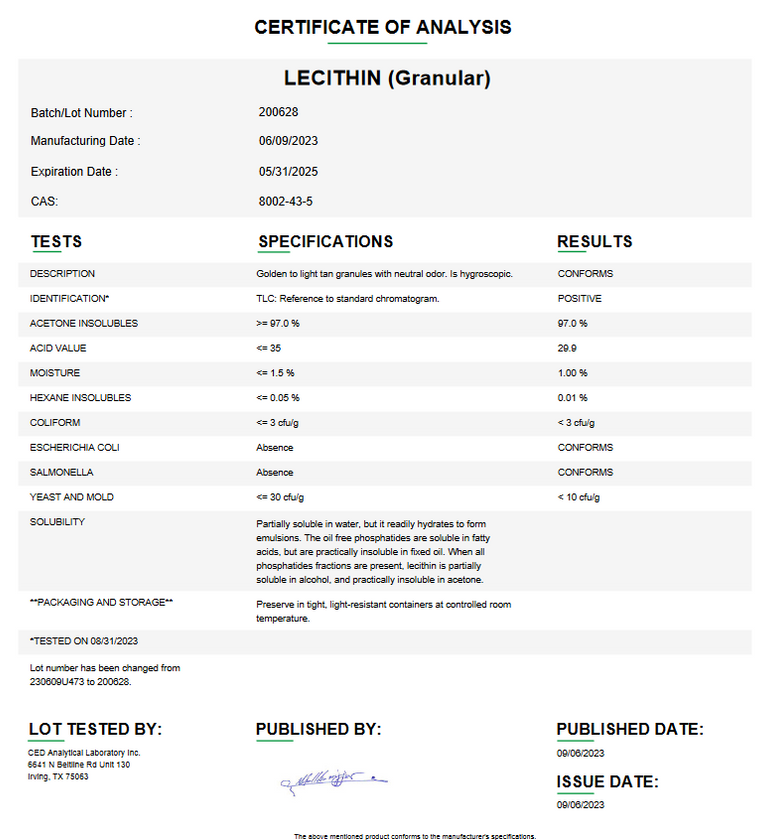 Lecithin USP (Granular) For Compounding (API) — Mountainside Medical