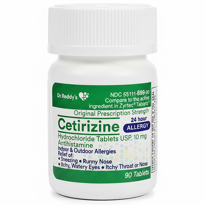 Cetirizine Hydrochloride Tablets 10 mg Indoor & Outdoor 24 Hour Allergy Relief by Dr. Reddys