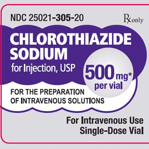 Chlorothiazide Sodium for injection USP 500 mg Powder Vial by Sagent 