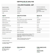 Chlorothiazide USP For Compounding (API) 25 g 100 g