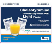 Cholestyramine Oral Suspension USP Powder 4 gram Orange Vanilla Flavor 60 Pouches (RX) Default Title