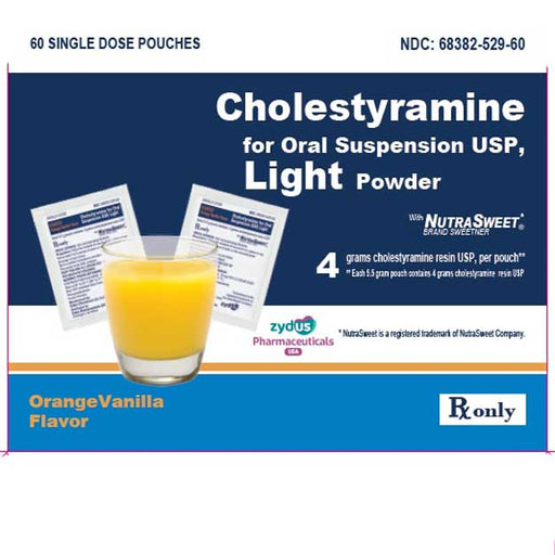 Cholestyramine Oral Suspension USP Powder 4 gram Orange Vanilla Flavor 60 Pouches