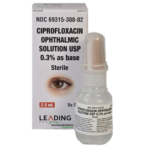 Buy ciprofloxacin eye drops 0.3% for bacterial eye infections. Ciprofloxacin eye drops for fast relief of pink eye, conjunctivitis. Shop ciprofloxacin drops