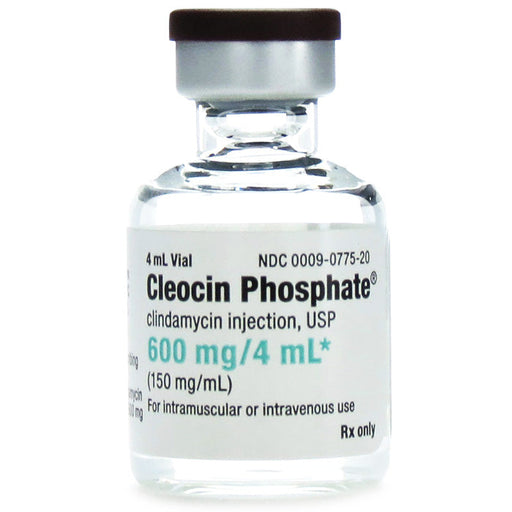 Cleocin Injection 150 mg vial used for treating severe bacterial infections, fast-acting antibiotic for intravenous or IM use.