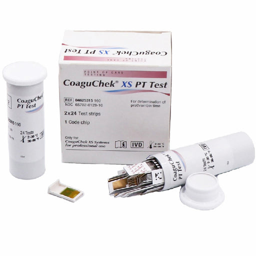 Box and test strips of CoaguChek XS Coagulation Test Strips For use with CoaguChek XS / XS Plus / XS Pro 