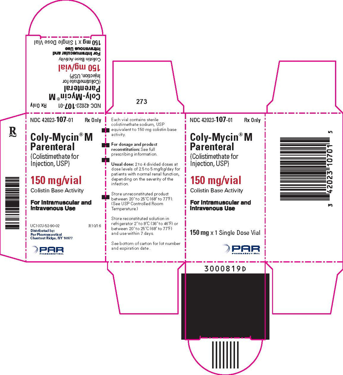 Coly-Mycin M Parenteral 150mg (Colistimethate for Injection ...