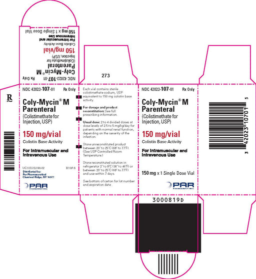 Package Label for Coly-Mycin M Parenteral 150mg 