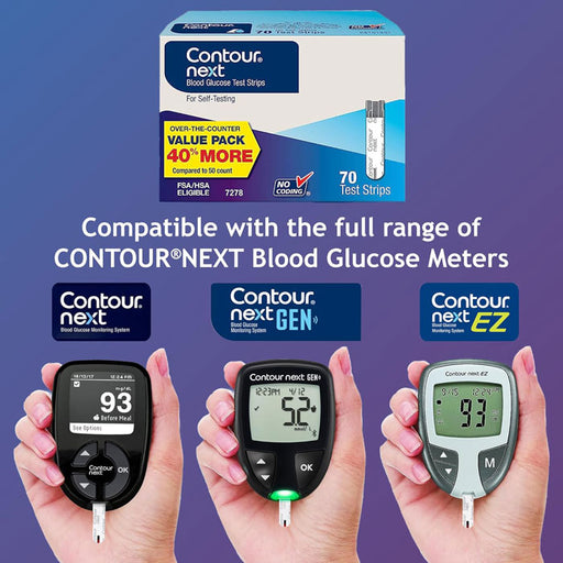 Contour Next Blood Glucose Test Strips can be used with All Contour Meters