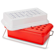 Specimen Transport Coolers, 0°C for Reagents, Enzymes and Temperatue Senstive Samples Cooler with 32 Place for 1.5 ml Tubes Cooler with 32 Place for 1.5 ml Tubes with Gel Cover Cooler with 12 Place for 16 mm to 15 mL Tubes Cooler with 12 Place for for Blood Collection Tubes 13mm