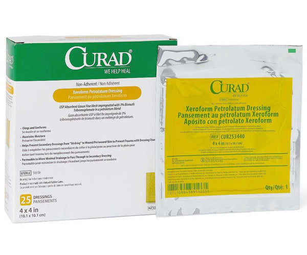 petrolatum dressing Xeroform Petrolatum Gauze, 4 inch x 4 inch, Sterile, 25/bx