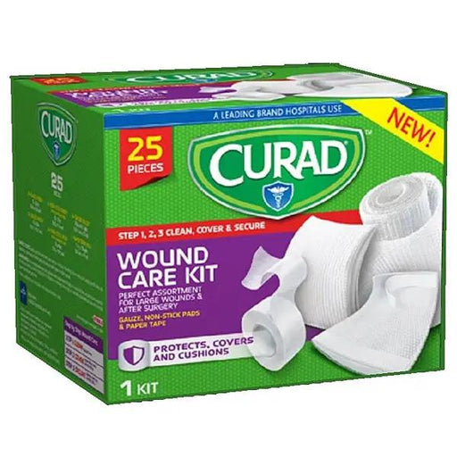 Curad Wound Care Kit with Gauze, Non-Stick Pads & Paper Tape, 25 Piece Kit