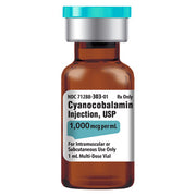 Cyanocobalamin Injection (Vitamin B12 Complex) 1000 mcg, aiding energy production, nerve health, and enhancing metabolism efficiency.