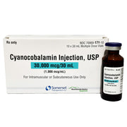 Cyanocobalamin Injection 30,000 mcg, Multiple-Dose Vials for B12 support and energy metabolism, Rx required.