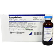 Cyanocobalamin B12 injection 1000 mcg vial for vitamin B12 deficiency, bolstering energy levels and supporting nervous system health.