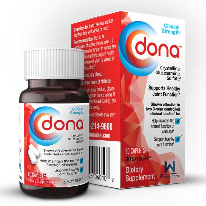 DONA Crystalline Glucosamine Sulfate Tablets 750mg 60 Count