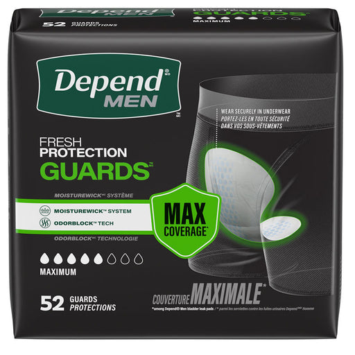 Pack of Depend for Mens Bladder Control Pads, Fresh Protection Guards Heavy Absorbency