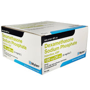 Box of Dexamethasone Sodium Phosphate Injection by Mylan, used for treating inflammation, allergies, and autoimmune conditions effectively.