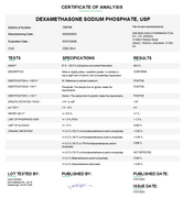 Dexamethasone Sodium Phosphate USP Certificate of Analysis