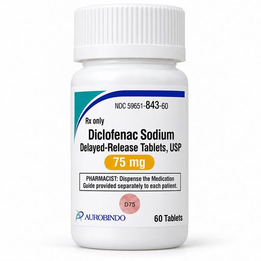 Diclofenac Sodium 75 mg Tablets 60 Count by Aurobindo Pharma