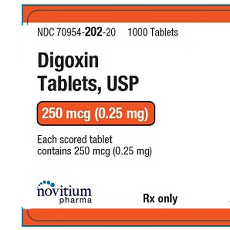Digoxin Tablets 250 mcg (0.25 mg) by Novitium Pharma, 100 Count (RX ...