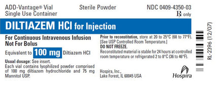 Diltiazem Hydrochloride 100 mg Injection Package Label for managing hypertension, arrhythmias, and improving cardiovascular health.