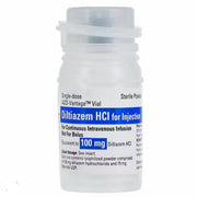 Diltiazem Hydrochloride 100 mg Injection vials for managing hypertension and arrhythmias, supporting heart health and vascular function.