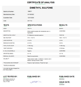 Dimethyl Sulfone USP Certificate of Analysis