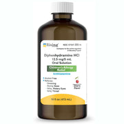 Bottle of Rising Diphenhydramine HCI Oral Solution 12.5 mg Per 5 mL.