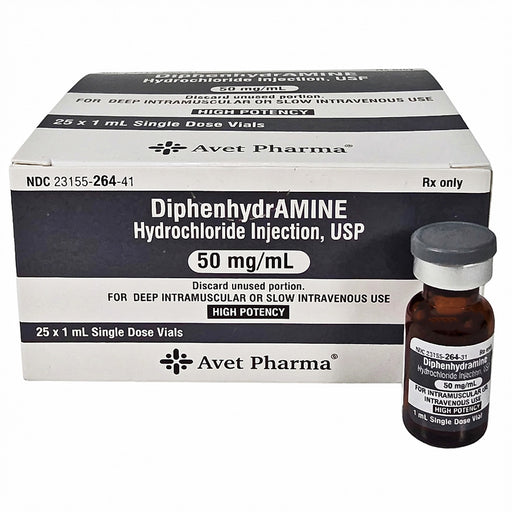 Diphenhydramine Injection 50 mg Single-Dose Vials 1 mL by Avet Pharmaceuticals