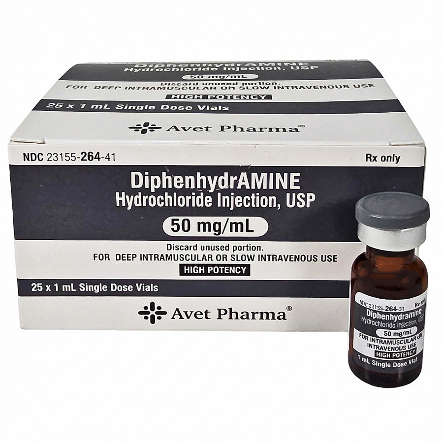 Diphenhydramine Injection 50 mg Single-Dose Vials 1 mL by Avet Pharmaceuticals