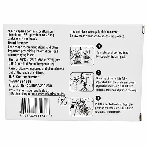 Directions for Oseltamivir Phosphate 75 mg Capsules