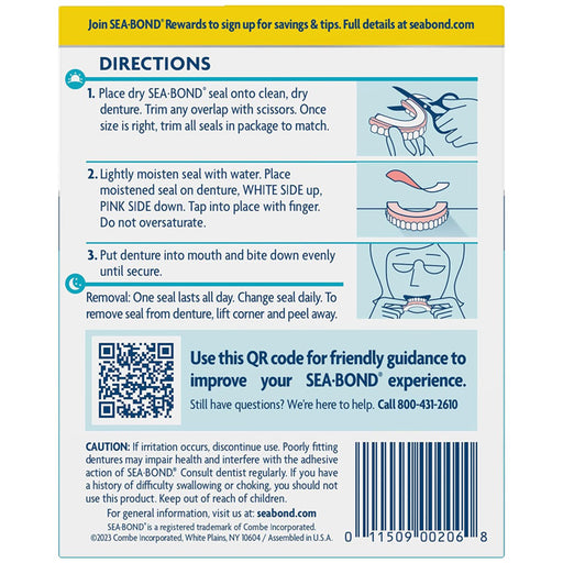 Directions for Sea-Bond Denture Adhesive Seals for Lowers