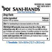Drug Facts for PDI Sani Hands Wipes D43600