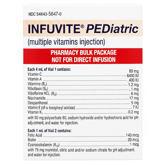 Drug Facts panel for Infuvite Pediatric Multiple Vitamin Injection