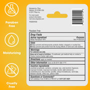 Back of Chapstick Classic Original lip balm package showing drug facts, active ingredients, warnings, and cruelty-free, paraben-free labels