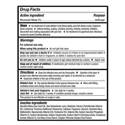 Drug facts label for an antifungal product with active ingredient Miconazole Nitrate 2%.