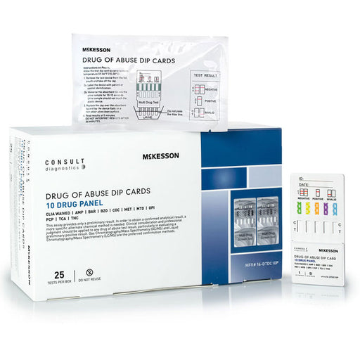 Drugs of Abuse Rapid Testing Kit, 10-Drug Panel, 5 Minute Results, 25 Tests Per Box